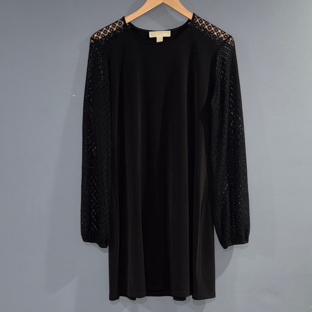 Michael Kors Black Long Sleeve Dress with Lace Detail